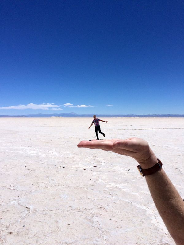 16 Standing On Her Hand At Salinas Grandes Dry Salt Lake Argentina